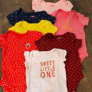7x Short Sleeved Cotton Onesies